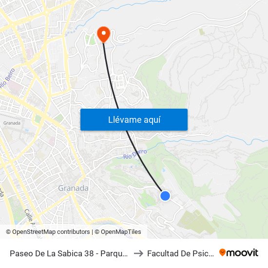 Paseo De La Sabica 38 - Parque Alixares to Facultad De Psicología map