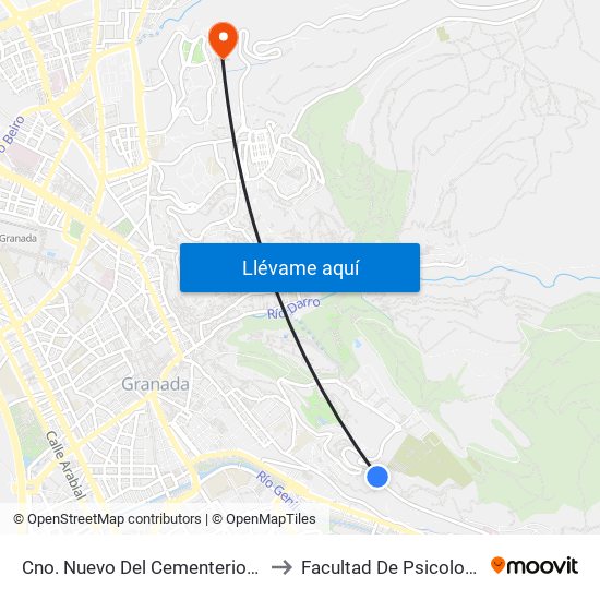 Cno. Nuevo Del Cementerio 59 to Facultad De Psicología map