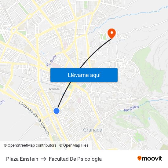 Plaza Einstein to Facultad De Psicología map