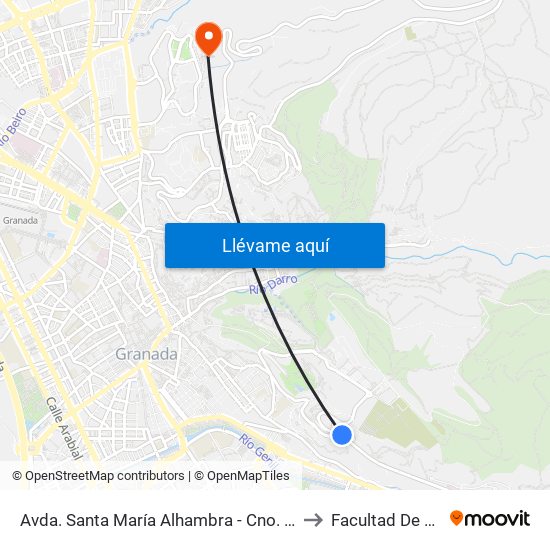 Avda. Santa María Alhambra - Cno. Nuevo Cementerio 59 to Facultad De Psicología map