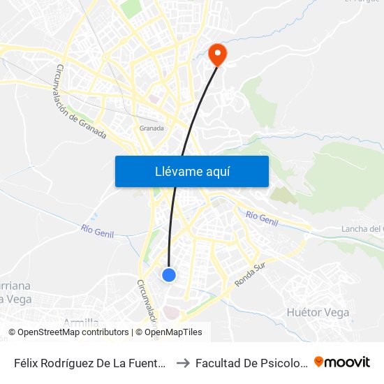 Félix Rodríguez De La Fuente 16 to Facultad De Psicología map