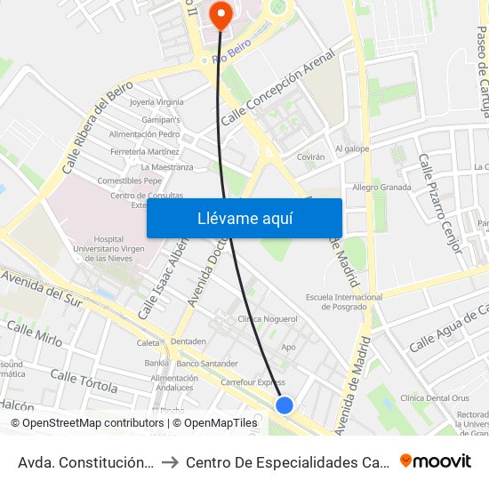 Avda. Constitución 20 to Centro De Especialidades Cartuja map