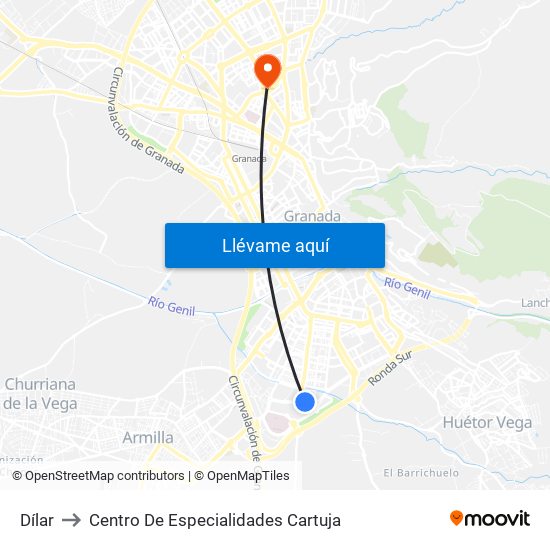 Dílar to Centro De Especialidades Cartuja map