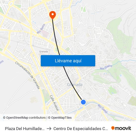 Plaza Del Humilladero 1 to Centro De Especialidades Cartuja map