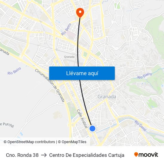 Cno. Ronda 38 to Centro De Especialidades Cartuja map