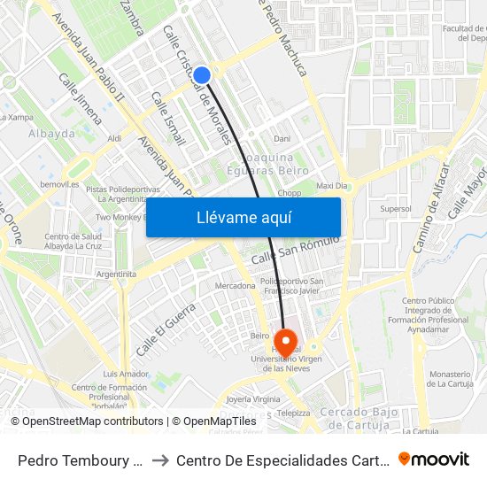 Pedro Temboury 15 to Centro De Especialidades Cartuja map