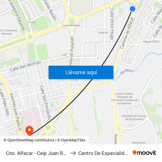 Cno. Alfacar - Ceip Juan Ramón Jiménez to Centro De Especialidades Cartuja map
