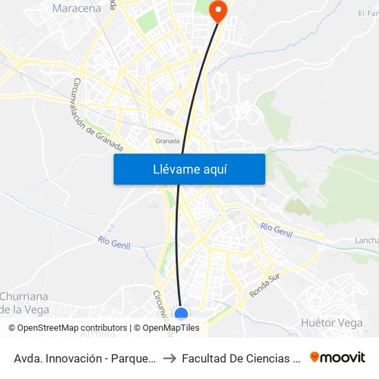 Avda. Innovación - Parque Tecnológico to Facultad De Ciencias Del Deporte map