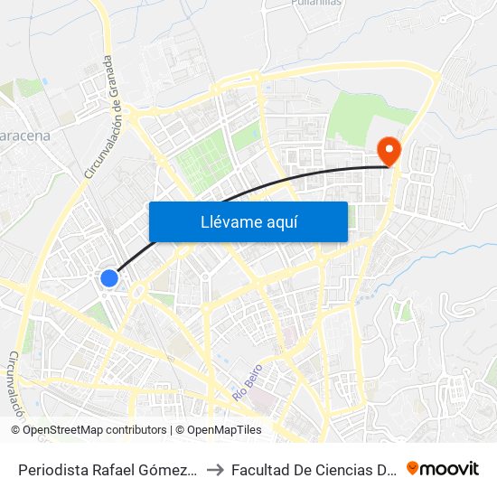 Periodista Rafael Gómez Montero 3 to Facultad De Ciencias Del Deporte map