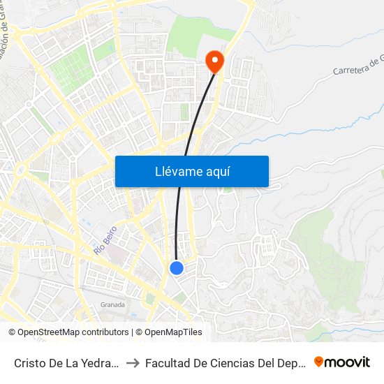 Cristo De La Yedra 19 to Facultad De Ciencias Del Deporte map