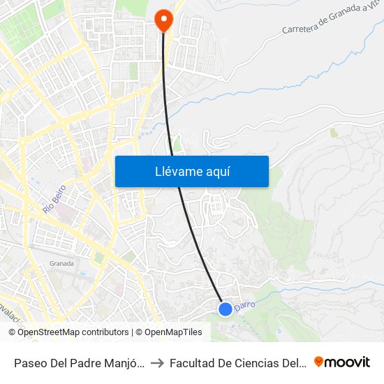 Paseo Del Padre Manjón - Fte 1 to Facultad De Ciencias Del Deporte map