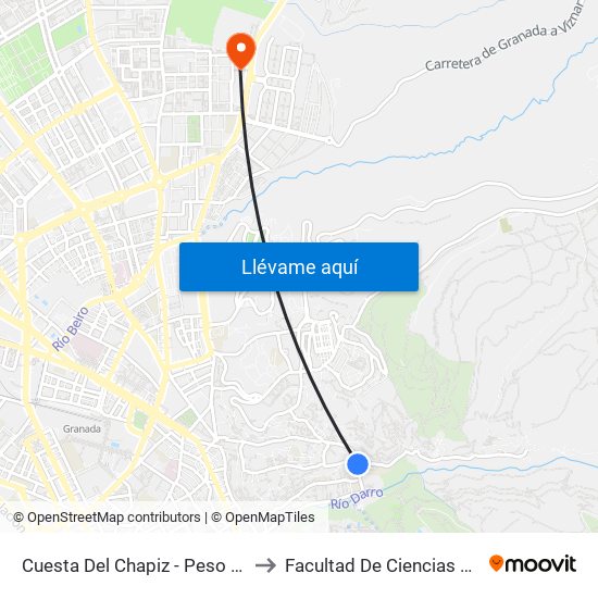 Cuesta Del Chapiz - Peso De La Harina to Facultad De Ciencias Del Deporte map