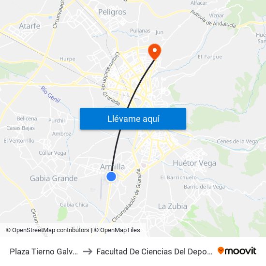 Plaza Tierno Galván to Facultad De Ciencias Del Deporte map