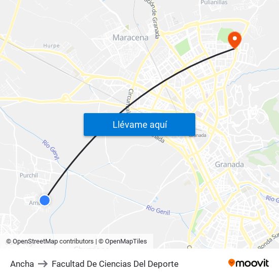 Ancha to Facultad De Ciencias Del Deporte map