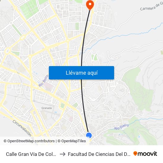 Calle Gran Vía De Colón, 12 to Facultad De Ciencias Del Deporte map