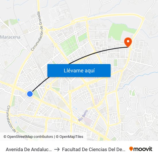Avenida De Andalucía, 4 to Facultad De Ciencias Del Deporte map