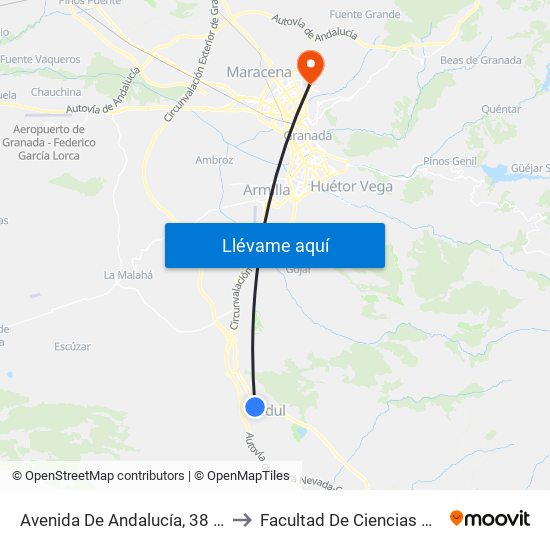 Avenida De Andalucía, 38 - Gasolinera to Facultad De Ciencias Del Deporte map