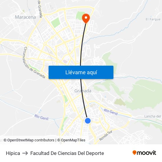 Hípica to Facultad De Ciencias Del Deporte map