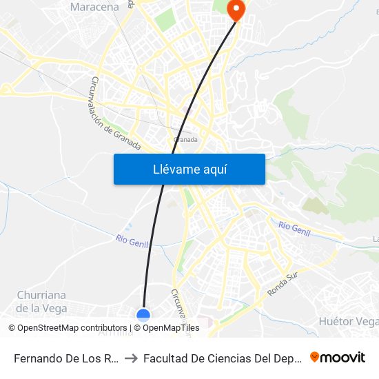 Fernando De Los Ríos to Facultad De Ciencias Del Deporte map