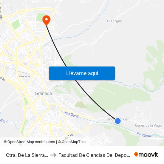 Ctra. De La Sierra 2 to Facultad De Ciencias Del Deporte map