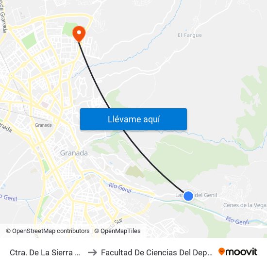 Ctra. De La Sierra 160 to Facultad De Ciencias Del Deporte map
