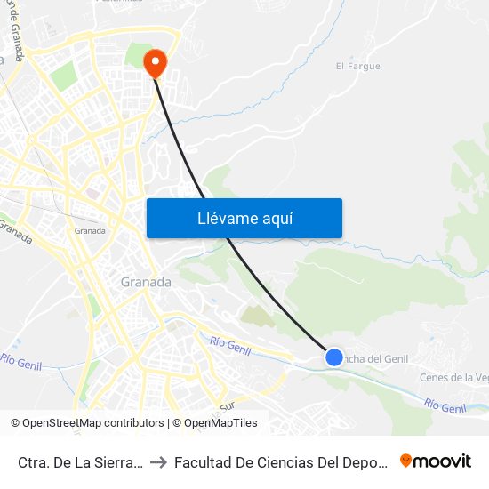 Ctra. De La Sierra 4 to Facultad De Ciencias Del Deporte map