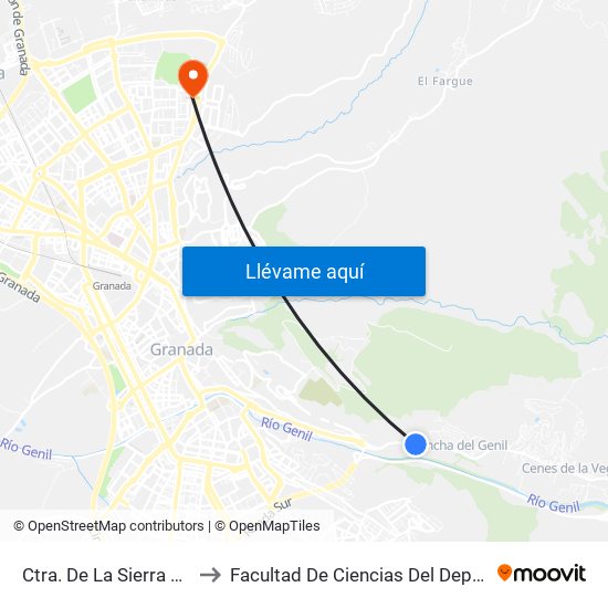 Ctra. De La Sierra 152 to Facultad De Ciencias Del Deporte map