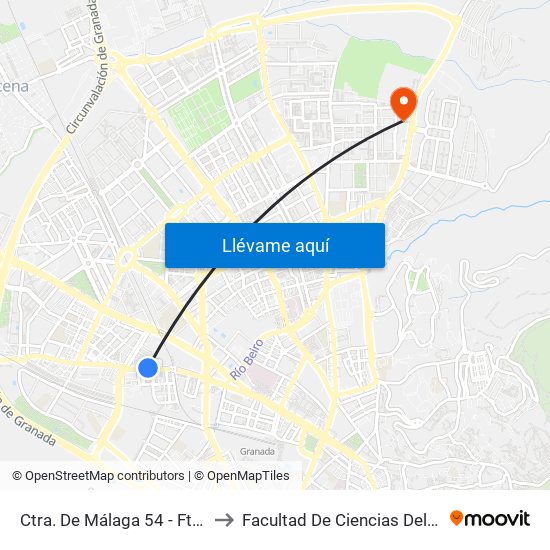 Ctra. De Málaga 54 - Fte Torres to Facultad De Ciencias Del Deporte map