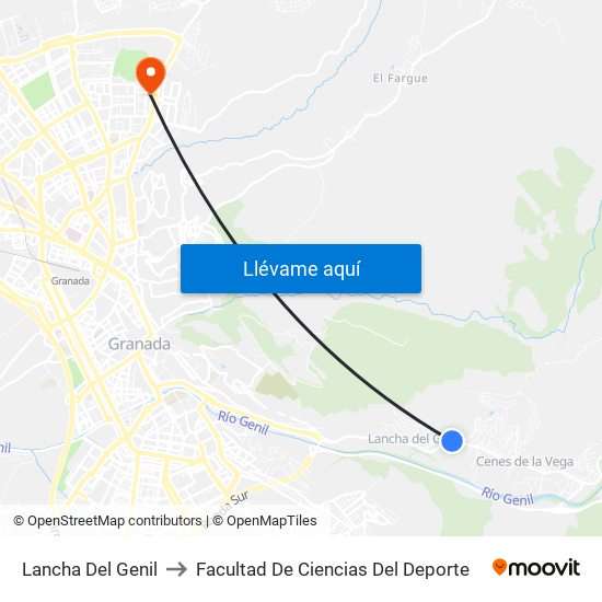 Lancha Del Genil to Facultad De Ciencias Del Deporte map