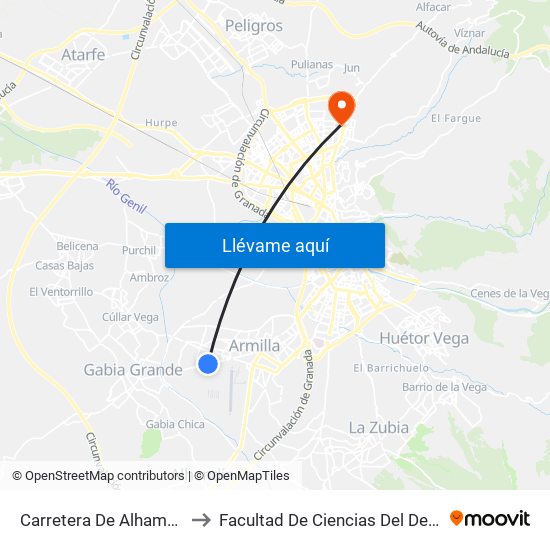 Carretera De Alhama, 90 to Facultad De Ciencias Del Deporte map