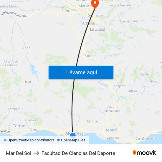 Mar Del Sol to Facultad De Ciencias Del Deporte map