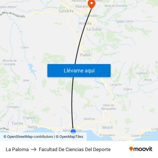 La Paloma to Facultad De Ciencias Del Deporte map