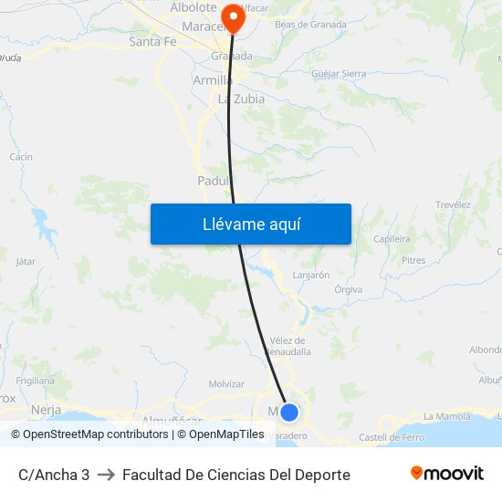 C/Ancha 3 to Facultad De Ciencias Del Deporte map