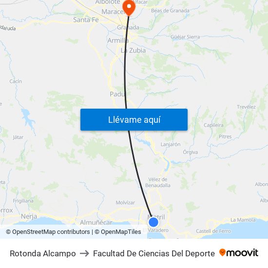 Rotonda Alcampo to Facultad De Ciencias Del Deporte map