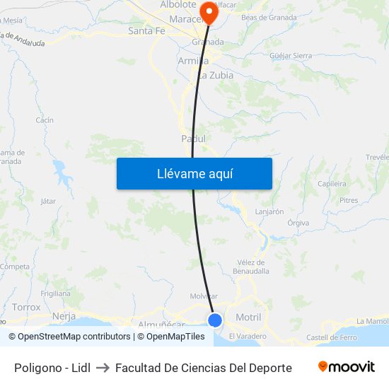 Poligono - Lidl to Facultad De Ciencias Del Deporte map