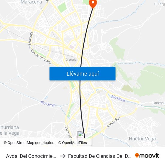 Avda. Del Conocimiento 2- to Facultad De Ciencias Del Deporte map