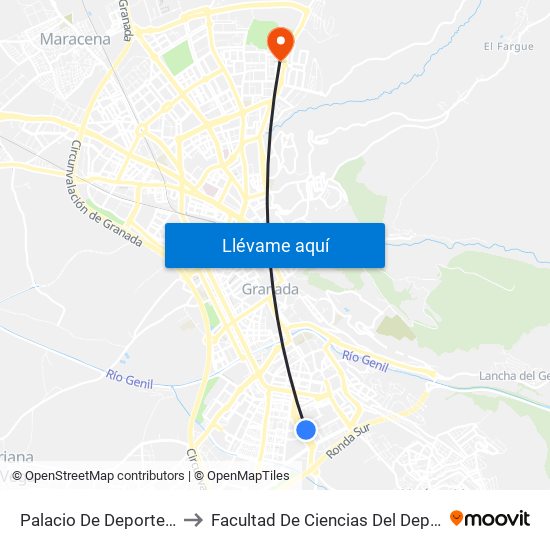 Palacio De Deportes V to Facultad De Ciencias Del Deporte map