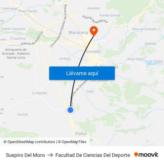 Suspiro Del Moro to Facultad De Ciencias Del Deporte map