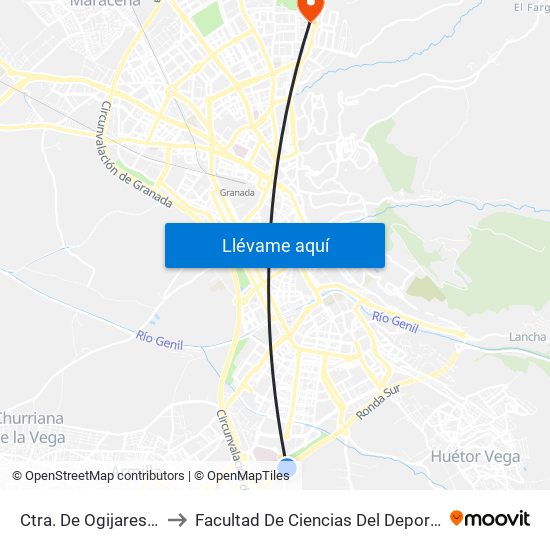 Ctra. De Ogijares 1 to Facultad De Ciencias Del Deporte map