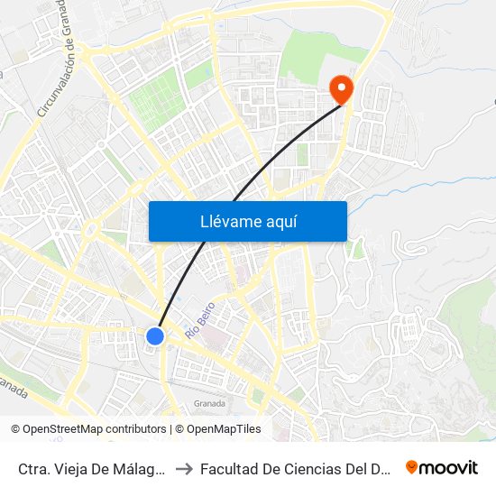 Ctra. Vieja De Málaga 1 V to Facultad De Ciencias Del Deporte map