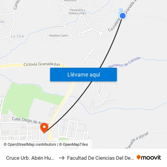 Cruce Urb. Abén Humeya to Facultad De Ciencias Del Deporte map