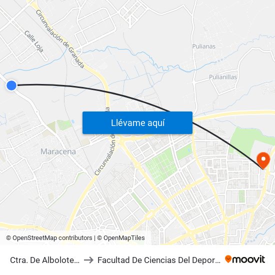 Ctra. De Albolote 2 to Facultad De Ciencias Del Deporte map