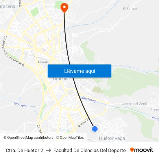 Ctra. De Huétor 2 to Facultad De Ciencias Del Deporte map