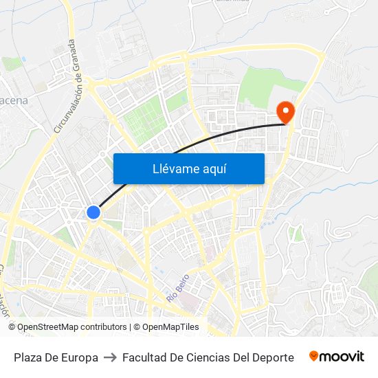 Plaza De Europa to Facultad De Ciencias Del Deporte map