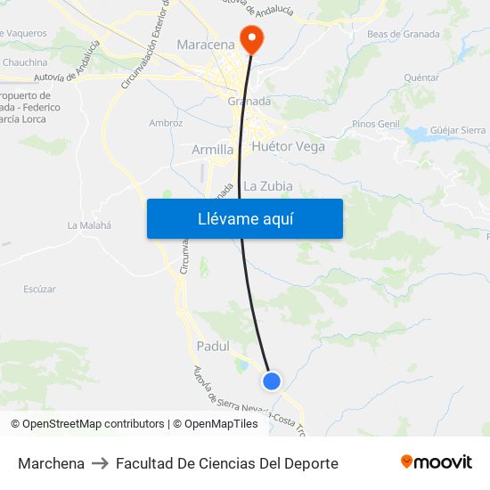 Marchena to Facultad De Ciencias Del Deporte map