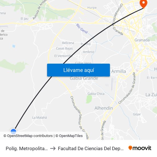 Políg. Metropolitano to Facultad De Ciencias Del Deporte map