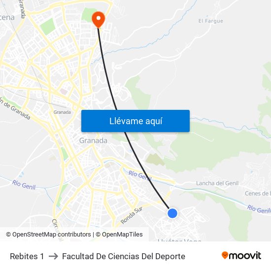 Rebites 1 to Facultad De Ciencias Del Deporte map