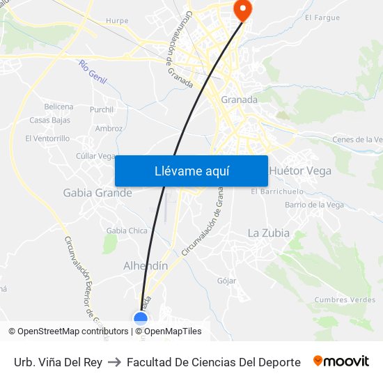 Urb. Viña Del Rey to Facultad De Ciencias Del Deporte map
