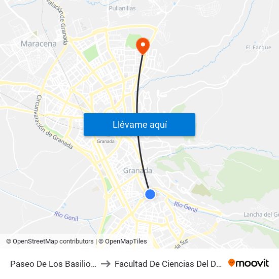 Paseo De Los Basilios 1 V to Facultad De Ciencias Del Deporte map