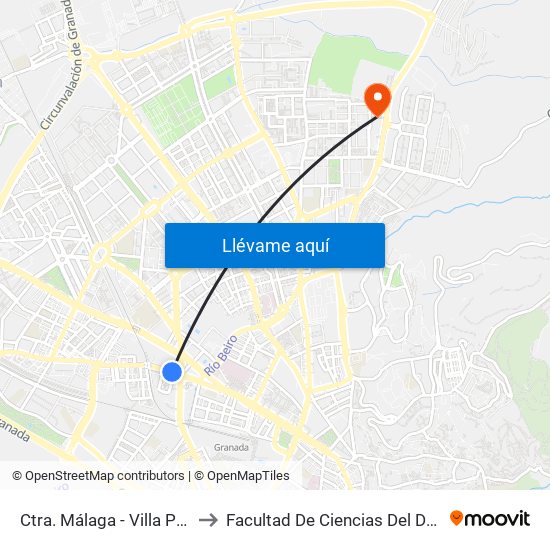Ctra. Málaga - Villa Pineda to Facultad De Ciencias Del Deporte map